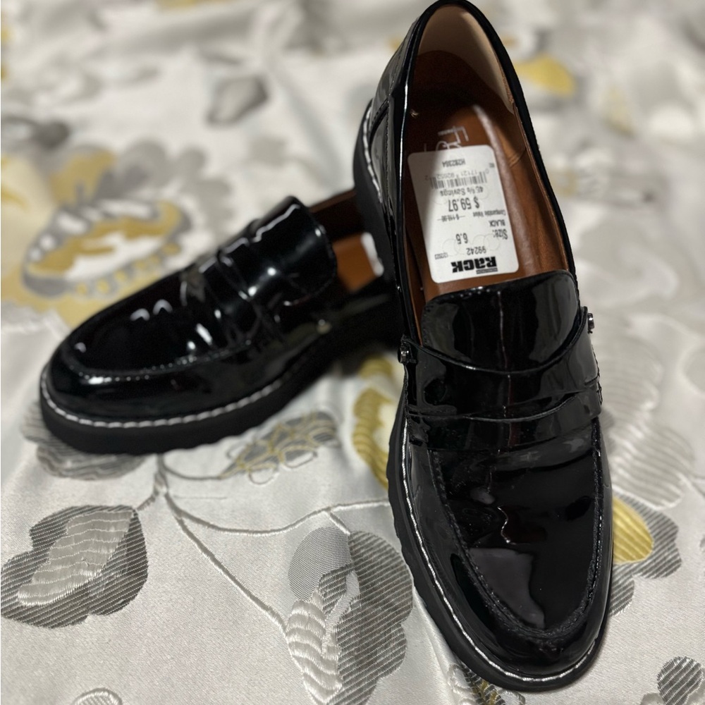 Franco Sarto Black Patent Leather Women's Loafers 👞